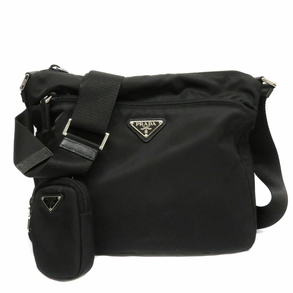 Prada ReNylon Saffiano leather shoulder bag black